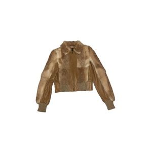 Guess Vintage Tan and Cream Fur and Leather Jacket - Women’s Size Small